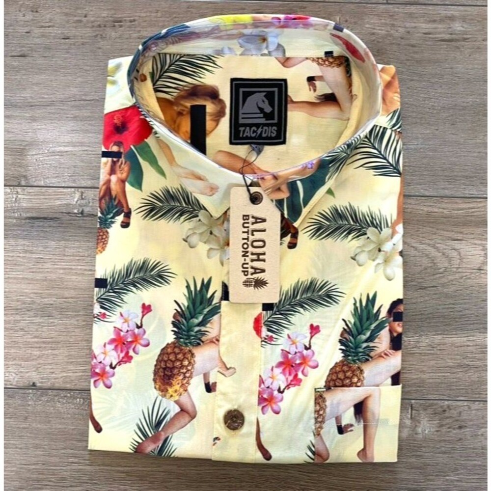 Tactical Distributors Shirt Mens XL Hawaiian Stretch Printed Aloha Floral Button